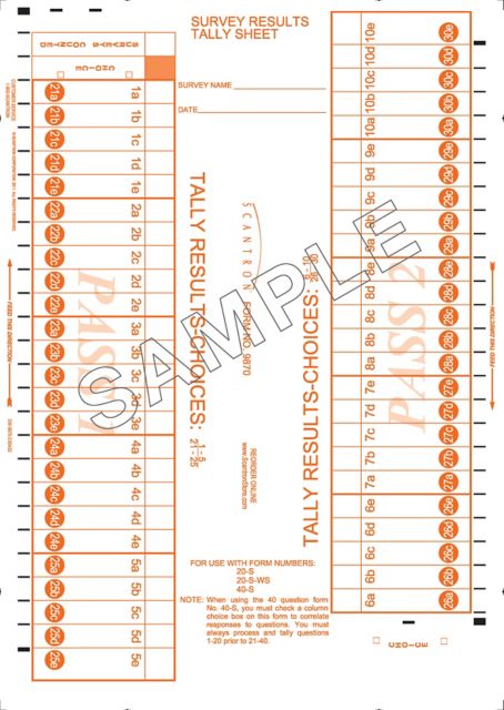 SCANTRON 40QUES SUR TALLY 20QU