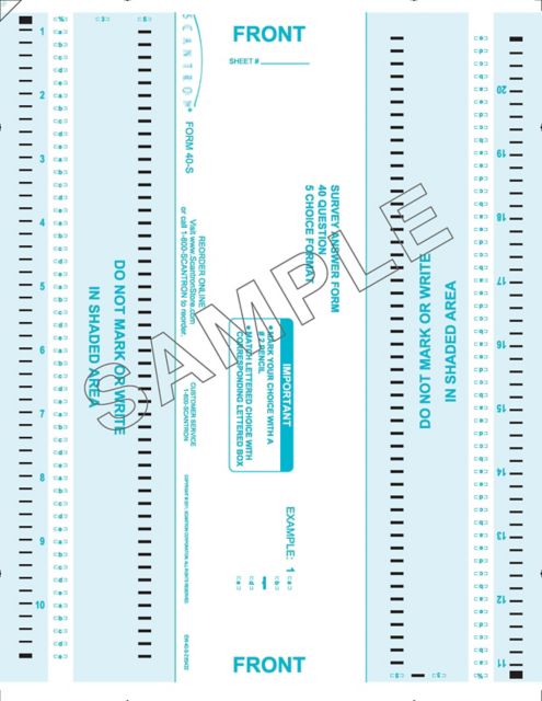 SCANTRON 40QUES SURV/ANS 5 CHC