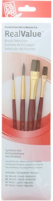 BRUSH SET CAMEL FLAT AND WASH 4 PACK