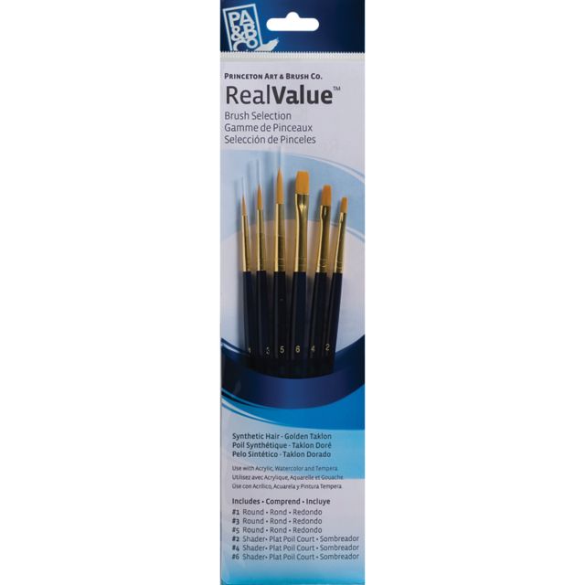 Brush Gold Taklon Round/Shader 6 Pack