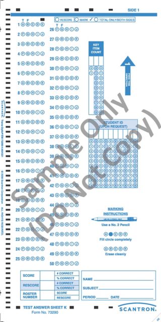SCANTRON DM ANSWER SHEET K