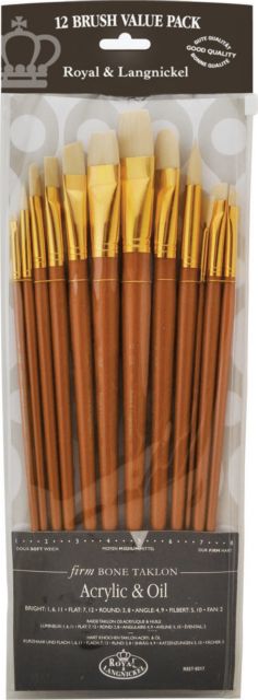 Valupak 12-Piece Bone Taklon Flat Long Handle