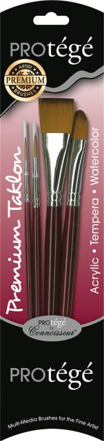 Connoisseur Protege Short Handle Premium Taklon Brush 4-Piece Set