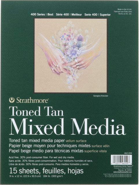 MIX MEDIA 400 TONED TAN 9X12 15 SHEETS