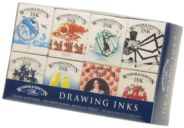 DRAWING INK 1/2OZ SET 8 COLORS