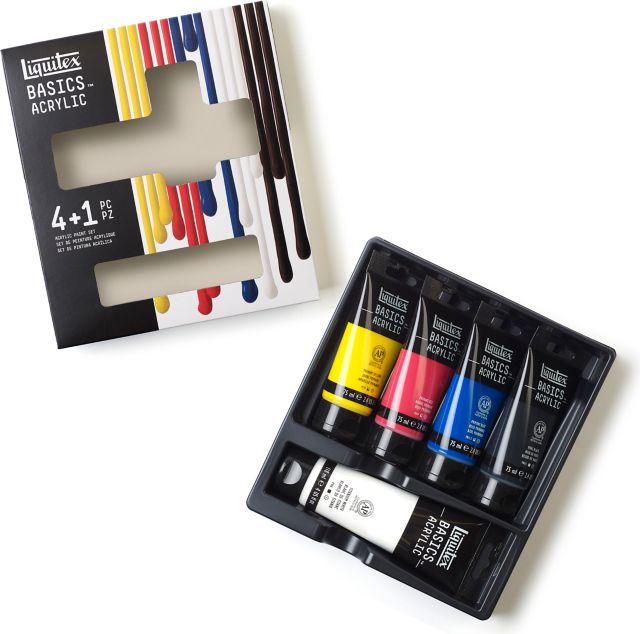 BASICS ACRYLIC 4 COLOR SET PLUS WHITE