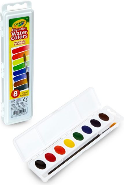 Watercolor Set 8 Oval Pans With Brush