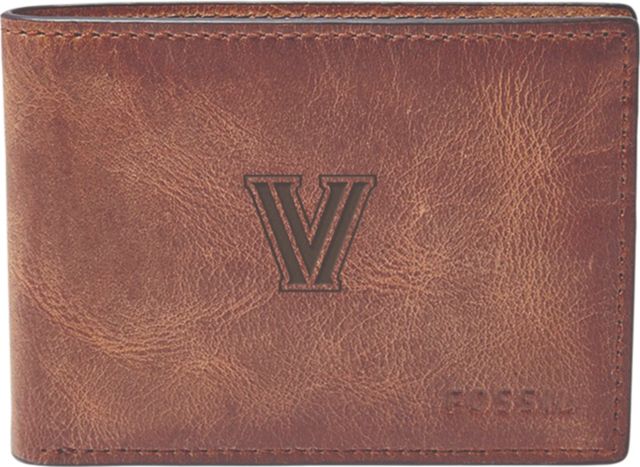 Villanova Wildcats Fossil Leather - Derrick Front Pocket Bifold - Brown
