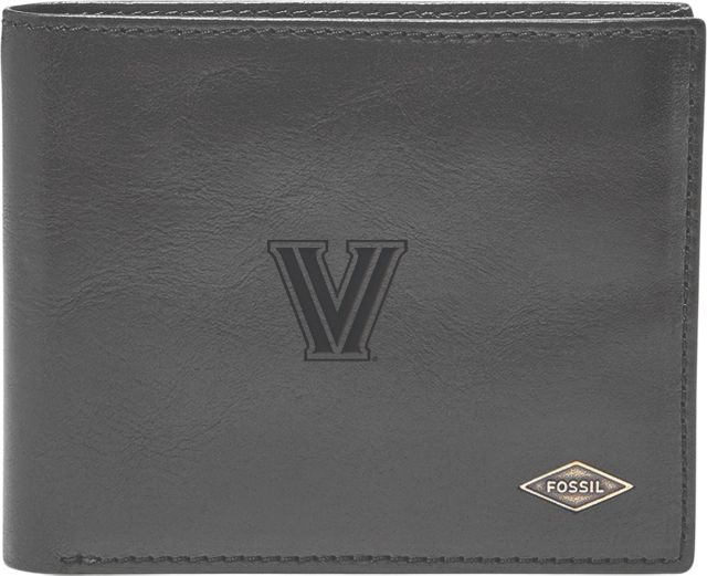 Villanova Wildcats Fossil Leather - Ryan Rfid Flip Id Bifold - Black