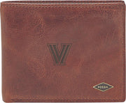 Villanova Wildcats Fossil Leather - Ryan Rfid Flip Id Bifold - Dark Brown