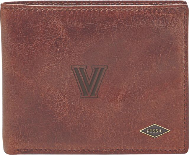 Villanova Wildcats Fossil Leather - Ryan Rfid Flip Id Bifold - Dark Brown