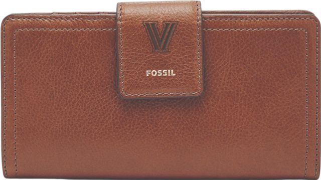 Villanova Wildcats Fossil Leather - Logan Rfid Tab Clutch - Brown