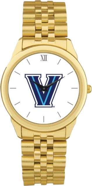 Villanova Wildcats CSI Men's Gold Rolled Link Wristwatch (Gift Box) With Colored Medallion