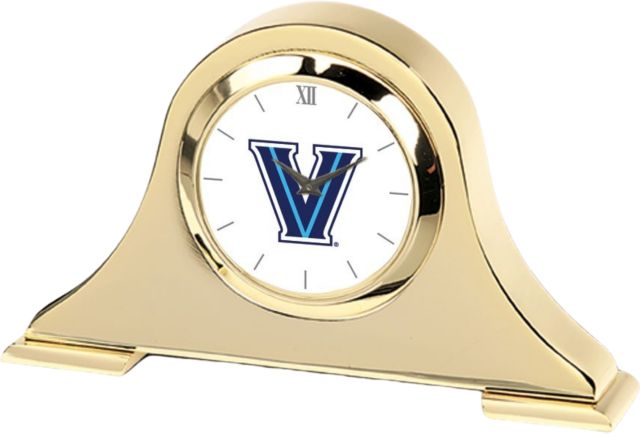 Villanova Wildcats CSI Gold Napoleon Desk Clock With Colored Medallion