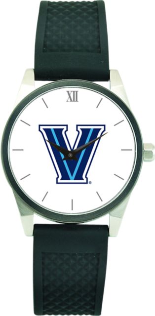 Villanova Wildcats CSI Men's Wristwatch (Gift Boxed) With Black Silicone Strap And Color Medallion.
