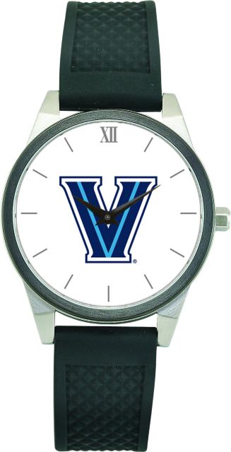 Villanova Wildcats CSI Women's Wristwatch (Gift Boxed) With Black Silicone Strap And Color Medallion.