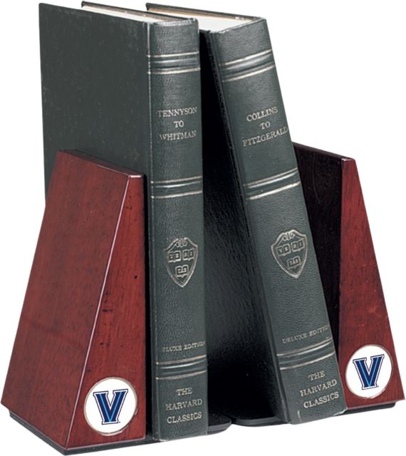 Villanova Wildcats CSI Rosewood Bookends Gift Boxed With Colored Medallion