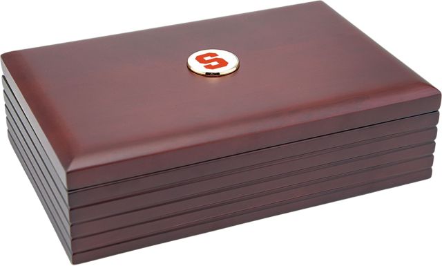 Syracuse Orange CSI Rosewood Desk Box (Gift Boxed) With Colored Medallion