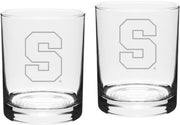 Syracuse Orange Set Of 2 - 14 Oz Classic Double Old Fashion Glasses
