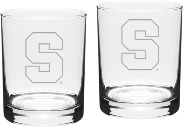 Syracuse Orange Set Of 2 - 14 Oz Classic Double Old Fashion Glasses