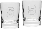 Syracuse Orange Set Of 2 Square Double Old Fashion Glasses