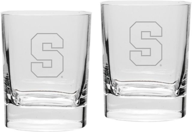 Syracuse Orange Set Of 2 Square Double Old Fashion Glasses