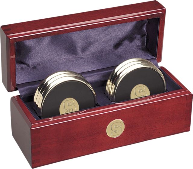 Syracuse Orange Set of Six Gold Coasters in Presentation Rosewood Box