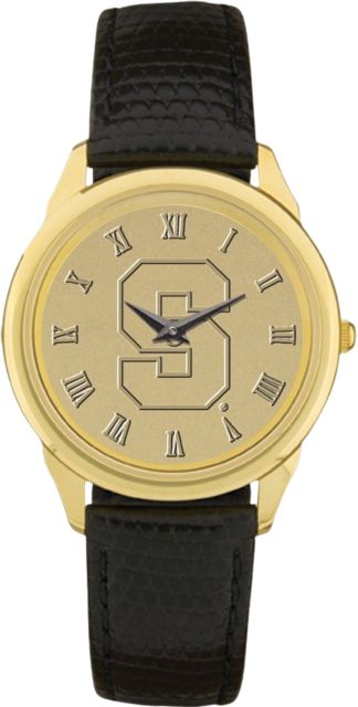 Syracuse Orange Men's Gold Medallion Black Leather Wristwatch