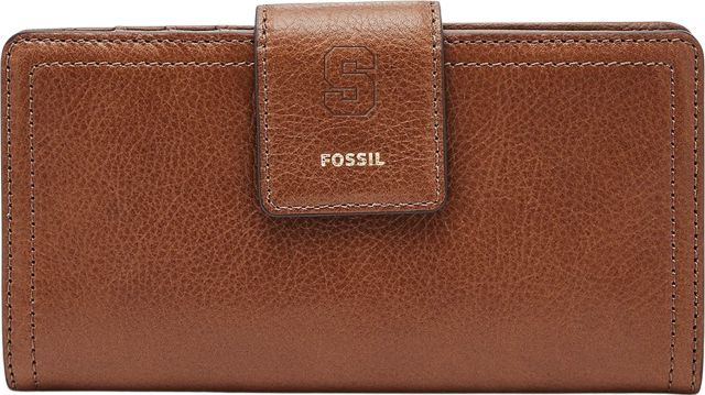 Syracuse Orange Fossil Leather - Logan Rfid Tab Clutch - Brown