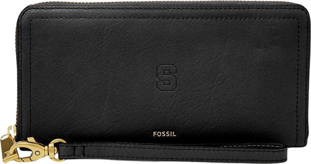 Syracuse Orange Fossil Leather - Logan Rfid Zip Around Clutch - Black