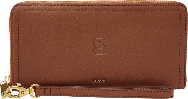 Syracuse Orange Fossil Leather - Logan Rfid Zip Around Clutch - Brown