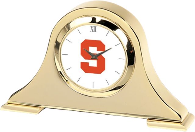 Syracuse Orange CSI Gold Napoleon Desk Clock With Colored Medallion