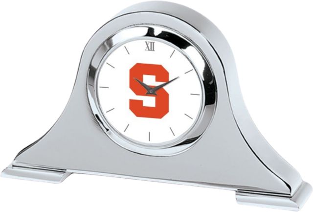 Syracuse Orange CSI Silver Napoleon Desk Clock With Colored Medallion