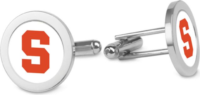 Syracuse Orange CSI Silver Cufflinks (Gift Boxed) With Colored Medallion