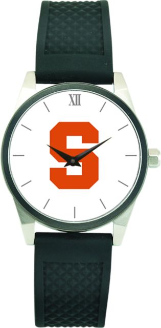 Syracuse Orange CSI Men's Wristwatch (Gift Boxed) With Black Silicone Strap And Color Medallion.