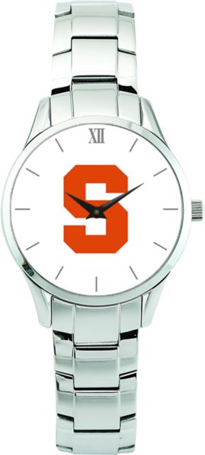 Syracuse Orange CSI Men's Stainless Steel Wristwatch (Gift Boxed) Color Medallion Withhite Background