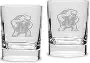 Maryland Terrapins Set Of 2 Square Double Old Fashion Glasses