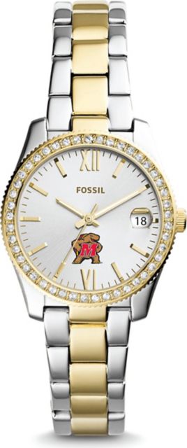 Maryland Terrapins Fossil Scarlette Mini Two Tone Stainless Steel Watch
