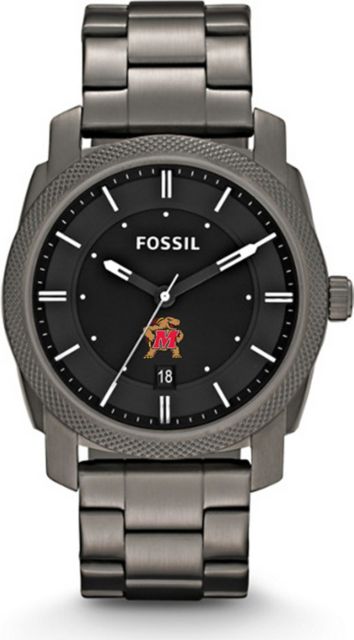Maryland Terrapins Fossil Machine Smoke Stainless Steel Watch