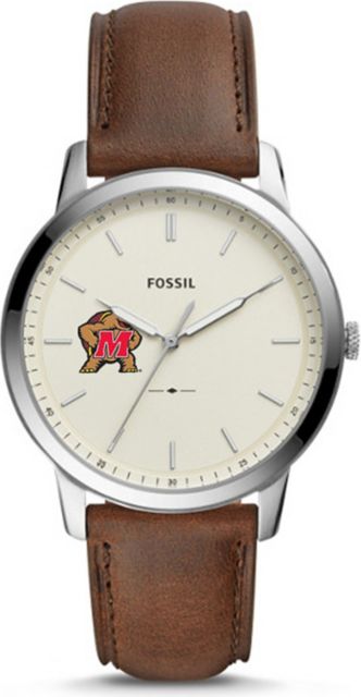 Maryland Terrapins Fossil The Minimalist Brown Leather Watch