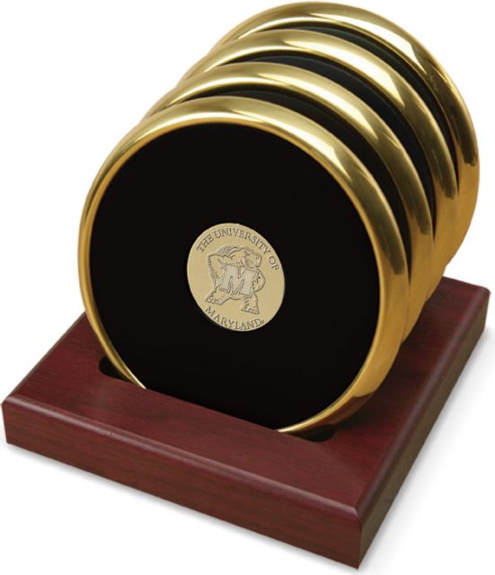 Maryland Terrapins Set of Four Gold Coasters
