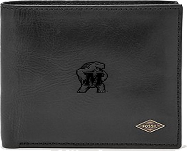 Maryland Terrapins Fossil Leather - Ryan Rfid Passcase - Black