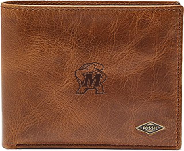 Maryland Terrapins Fossil Leather - Ryan Rfid Passcase - Dark Brown