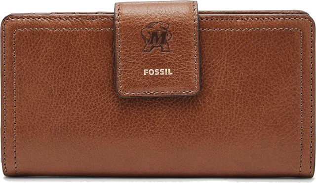 Maryland Terrapins Fossil Leather - Logan Rfid Tab Clutch - Brown