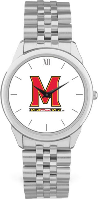 Maryland Terrapins CSI Men's Silver Rolled Link Withristwithatch (Gift Box) With Colored Medallion