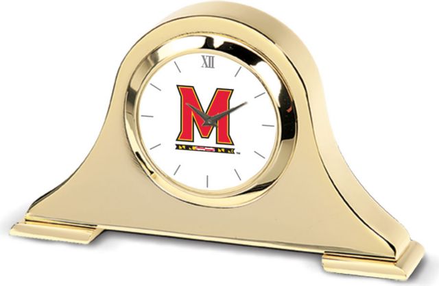 Maryland Terrapins CSI Gold Napoleon Desk Clock With Colored Medallion