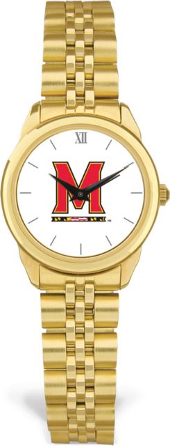 Maryland Terrapins CSI Women's Gold Rolled Link Watch (Gift Box) With Colored Medallion