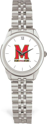 Maryland Terrapins CSI Women's Silver Rolled Link Watch (Gift Boxed) With Colored Medallion