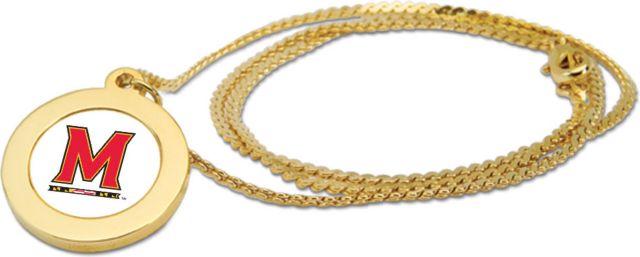 Maryland Terrapins CSI Gold Pendant Necklace With Colored Medallian