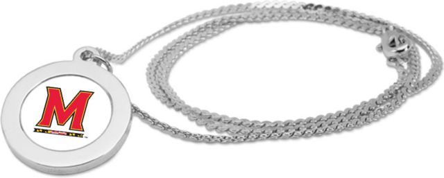 Maryland Terrapins CSI Silver Pendant Necklace With Colored Medallian